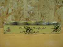 10 bougies chauffe plat 100% cire d'abeille. (LA MIELLERIE DE NATHALIE)