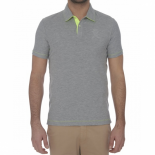 POLHMCNE_PAS16_02 polo homme mc slim fit bicolore fluo gris clair/jaune VICOMTE ARTHUR (BOUTIQUE MAJOS)