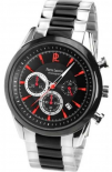 MONTRE HOMME ACIER NOIR 30M BAR ROUGE/NOIR CHRONOS DATE LANNIER 265C131 (BIJOUTERIE LOUBAT)