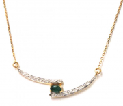 COLLIER 42CM 12 DIAMANTS x 0.005ct EMERAUDE OV5/3 - 3.289.E3 OR750(3,2g) (BIJOUTERIE LOUBAT)