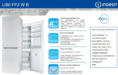 COMBINE =  INDESIT LI 80FF2WB = 305 Litres 2 portes  Classe A++ no-frost (SIRAM électroménager)