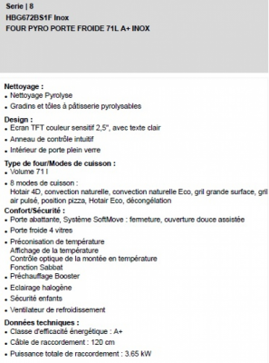 Four encastré BOSCH  HBG672BS1F = 71 Litres - Multifonctions Pyrolyse 4D INOX (SIRAM électroménager)